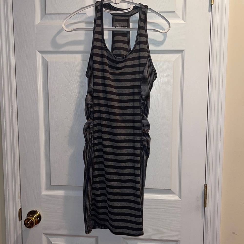 Lola medium gray strip Racerback tank fitted dress